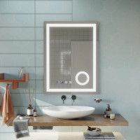 Oglinda LED Touch Manfred Sistem Dezaburire, Ceas si Temperatura 60x80 cm Lupa Cosmetica