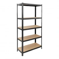 Raft de depozitare 180x90x40cm, negru, 5 polite MDF, 175 kg/polita, montaj prin clipsare