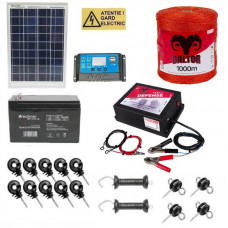 Pachet gard electric 2.5J Daltor + Fir 1000m 90kg + Panou solar 10W + Acumulator 12V 7Ah Pachet gard electric 2.5J Daltor + Fir 1000m 90kg + Panou solar 10W + Acumulator 12V 7Ah