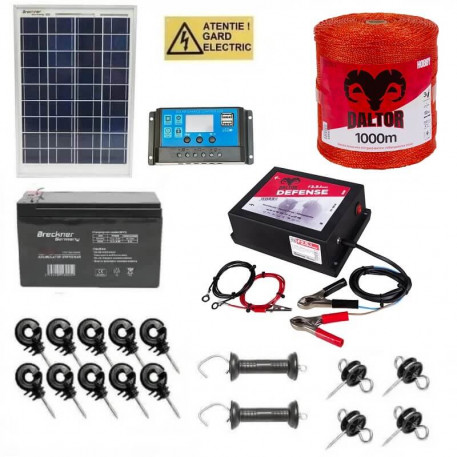 Pachet gard electric 2.5J Daltor + Fir 1000m 90kg + Panou solar 10W + Acumulator 12V 7Ah [1]
