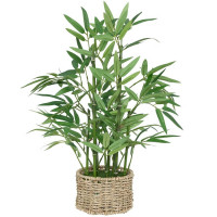 Planta artificiala Atmosphera bambus cu ghiveci natural, 46 cm, verde