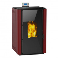 Termosemineu pe peleti 27 kW, Prity PLW25 PEH, consum 1,67 – 5,9 kg/h, culoare Burgundy
