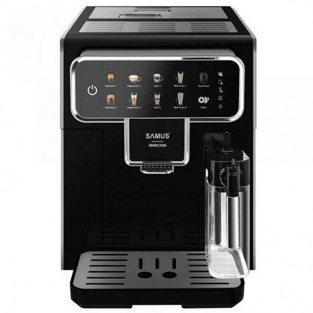 Espressor cafea automat Samus Perfection, rasnita incorporata, cafea boabe, 15 bar, 1350 W, 7 bauturi automate, capacitate 2.2 litri, capacitate rasnita 300 g, rezervor lapte 300 ml, 5 nivele de macinare, oprire automata, protectie supraincalzire, negru [1]