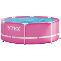 Piscina rotunda cu cadru metalic Pink Metal Frame Intex 28290NP, 244x76 cm