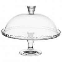 Platou tort Atmosphera Lara din sticla cu capac, diametru 32 cm, transparent