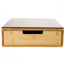 Suport capsule cafea 5Five Blackbamboo, cu sertar, bambus si sticla, 30x30x10 cm, natur si negru Suport capsule cafea 5Five Blackbamboo, cu sertar, bambus si sticla, 30x30x10 cm, natur si negru