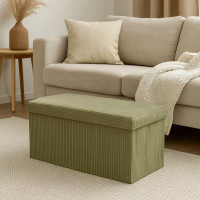 Taburet dublu pliabil Atmosphera Arum din material tip catifea raiat, 76x38x38 cm, verde kaki