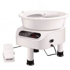 Roata de olarit profesionala electrica, cu pedala, 450 W, diametru placa 28 cm, Ecran tactil, 50-300 rpm, Alb Roata de olarit profesionala electrica, cu pedala, 450 W, diametru placa 28 cm, Ecran tactil, 50-300 rpm, Alb