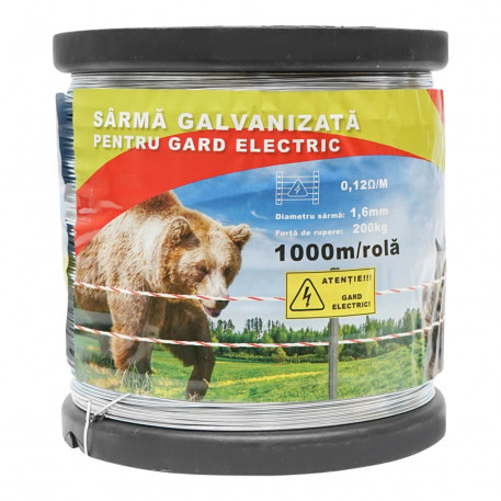Sarma galvanizata 1000m 1.6mm, forta rupere 200kg, rezistenta electrica 0.12 Ω/m [1]