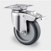 Roata pivotanta cu frana poliuretan 75 mm cu furca inox - 75 kg  7477PJO075P40 TENTE