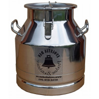 Bidon inox 20 litri cu maner si prindere cu clipsuri si capac inox Bidon inox 20 litri cu maner si prindere cu clipsuri si capac inox