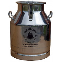 Bidon inox 25 litri cu maner si prindere cu clipsuri si capac inox Bidon inox 25 litri cu maner si prindere cu clipsuri si capac inox