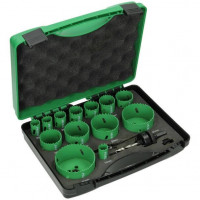 Set carote BiMetal Combi 752174 Hikoki, dimensiuni 19, 20, 22, 25, 29, 32, 35, 38, 44, 51, 57, 67, 76 mm