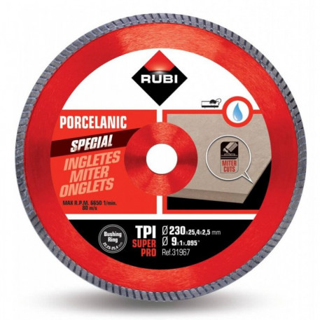 Disc diamantat RUBI TPI 230x25,4 mm SUPERPRO pentru gresie portelanata, taieri oblice [1]