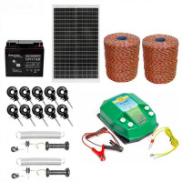 Gard electric pachet complet, 2000m 4.5J 100kg + Acumulator 12V + Panou solar 30W