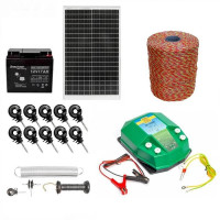 Gard electric pachet complet, 1000m 4.5J 100kg + Acumulator 12V + Panou solar 30W