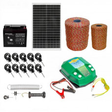 Pachet gard electric animale,1500m 4.5J 100kg + Acumulator 12V + Panou solar 30W Pachet gard electric animale,1500m 4.5J 100kg + Acumulator 12V + Panou solar 30W