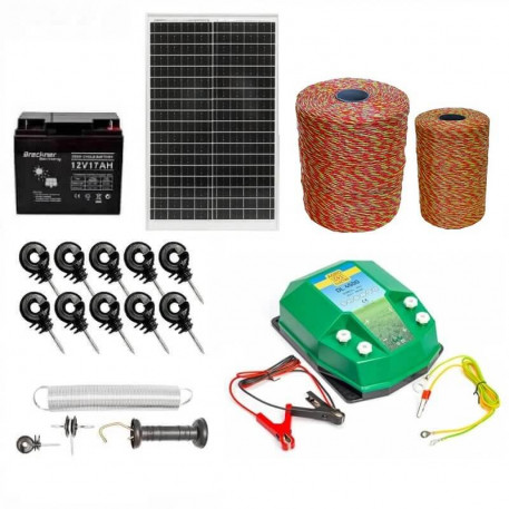Pachet gard electric animale,1500m 4.5J 100kg + Acumulator 12V + Panou solar 30W [1]