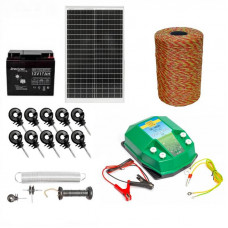 Kit complet gard electric, 500m 4.5J 100kg + Acumulator 12V + Panou solar 30W