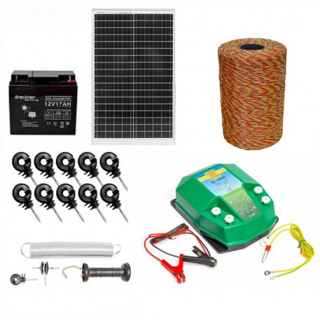 Kit complet gard electric, 500m 4.5J 100kg + Acumulator 12V + Panou solar 30W [1]