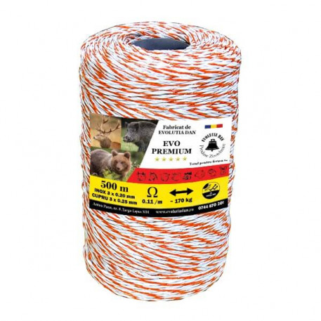 Fir PREMIUM 500m 3 lite inox de 0.2mm + 3 lite Cupru de 0,25mm, forta rupere 170kg, rezistenta electrica 0.11 ohm/m [1]