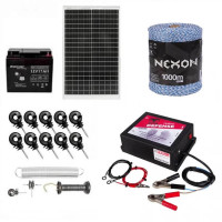 Pachet gard electric 4J Daltor + Fir 1000m 90kg + Acumulator 12V + Panou solar 30W
