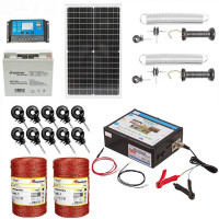 Pachet gard electric 8.5J + Fir 2000m 160kg + Acumulator 12V + Panou solar 50W