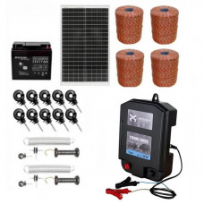 Pachet gard electric 6.6J + Fir 4000m 100kg + Acumulator 12V + Panou solar 30W Pachet gard electric 6.6J + Fir 4000m 100kg + Acumulator 12V + Panou solar 30W