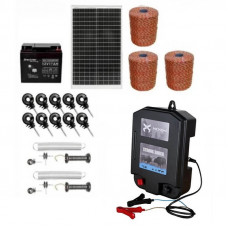 Pachet gard electric 6.6J + Fir 3000m 100kg + Acumulator 12V + Panou solar 30W Pachet gard electric 6.6J + Fir 3000m 100kg + Acumulator 12V + Panou solar 30W