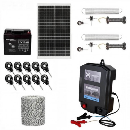 Pachet gard electric 6.6J + Fir 1000m 130kg + Acumulator 12V + Panou solar 30W [1]