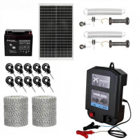 Kit gard electric cu panou solar 30W, 6.6J + Fir 2000m 130kg + Acumulator 12V