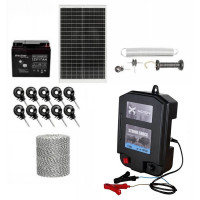 Pachet gard electric 6.6J + Fir 500m 130kg + Acumulator 12V + Panou solar 30W