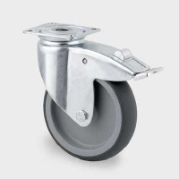 Roata pivotanta din polipropilena cu frana 100 mm - 80 kg TENTE 2477PJO100P50