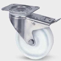 Roata pivotanta din poliamida , cu frana 100 mm cu furca inox - 200 kg TENTE 8477UOO100P62
