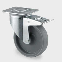 Roata din poliamida , pivotanta cu frana 80 mm - 150 kg TENTE 3477UAR080P62 grey