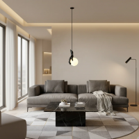 Lustra MANOS, 13x120cm, 1xE27, Sticla si Resina, Negru Lustra MANOS, 13x120cm, 1xE27, Sticla si Resina, Negru