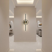 Aplica LED Decorativa CERBOS, 42W, 60cm, Lumina Calda / Neutra/ Rece, Negru, Metal si Acril