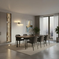 Aplica LED Decorativa FENG, 19W, 60cm, Lumina Calda / Neutra/ Rece, Negru, Metal si Acril