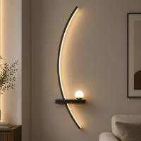 Aplica LED Decorativa GDANSK, 20W, 57x20cm, Lumina Calda / Neutra/ Rece, Negru, Metal si Acril
