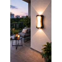Aplica LED AX216 de Exterior si Interior, 2 Surse x 10W, Metalic, Negru, 3000K Aplica LED AX216 de Exterior si Interior, 2 Surse x 10W, Metalic, Negru, 3000K