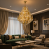Candelabru Cristal TIER Eleganza 10xE14, D50 cm, Auriu, Inaltime Reglabila, Metal si Cristal [2]