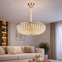 Candelabru Cristal CC1677/600GD, 12xE14, Auriu Lucios, Inaltime Reglabila, Metal si Cristal