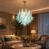Candelabru Cristal MURANO Magno 7xE14, D60 cm, Albastru, Inaltime Reglabila, Metal si Cristal [4]
