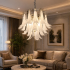 Candelabru Cristal MURANO Regalis 17xE14, D80 cm, Alb, Inaltime Reglabila, Metal si Cristal [3]