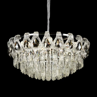 Candelabru Cristal CC5122/500CR 9x E14, Diametru 50cm, Crom Lucios, Inaltime Reglabila