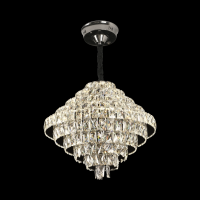 Candelabru Cristal Opal cu telecomanda, 110W, Diametru 35 cm, 3000K/4000/6000K, Crom Lucios, Inaltime Reglabila