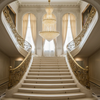 Candelabru Cristal TORRE 59xE14, Diametru 120cm, Inaltime 200cm, Auriu Lucios, Inaltime Reglabila, Design Elegant