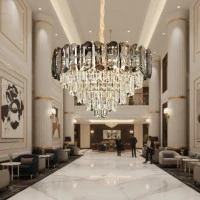 Candelabru Cristal AURUM Eleganza 9xE14, Diametru 50cm, Inaltime 35cm, Auriu Lucios, Inaltime Reglabila, Design Elegant