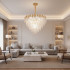 Candelabru Cristal MURANO Eleganza 9xE14, D50 cm, Auriu, Inaltime Reglabila, Metal si Cristal [2]
