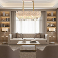 Candelabru Cristal PETAL Regalis 12xE14, 80x30 cm, Auriu, Inaltime Reglabila, Metal si Cristal